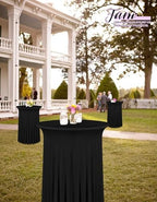 4 Packs 32"x 43" Round Cocktail Table Skirt, Black in Black, alternate view 2