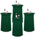 4 Packs 32"x 43" Round Cocktail Table Skirt, Emerald Green