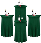 4 Packs 32"x 43" Round Cocktail Table Skirt, Emerald Green