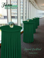 4 Packs 32"x 43" Round Cocktail Table Skirt, Emerald Green, alternate view 2