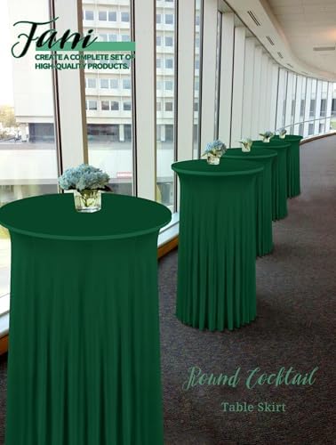 4 Packs 32"x 43" Round Cocktail Table Skirt, Emerald Green, alternate view 2