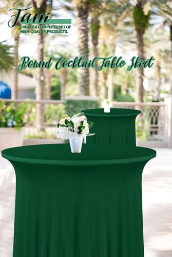 4 Packs 32"x 43" Round Cocktail Table Skirt, Emerald Green, alternate view 5
