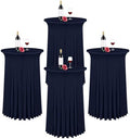 4 Packs 32"x 43" Round Cocktail Table Skirt, Navy Blue in Navy Blue