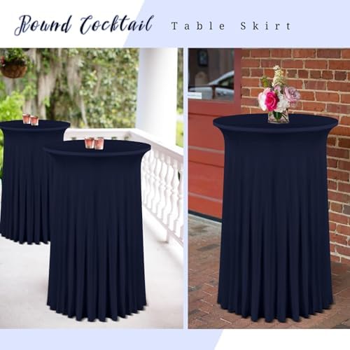4 Packs 32"x 43" Round Cocktail Table Skirt, Navy Blue in Navy Blue, alternate view 6