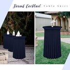 4 Packs 32"x 43" Round Cocktail Table Skirt, Navy Blue in Navy Blue, alternate view 7