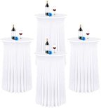 4 Packs 32"x 43" Round Cocktail Table Skirt, White in White