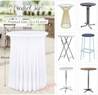 4 Packs 32"x 43" Round Cocktail Table Skirt, White in White, alternate view 3