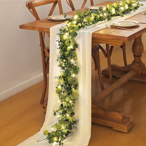 4 Packs 6FT Artificial Eucalyptus Garland Faux Greenery Garland, alternate view 2