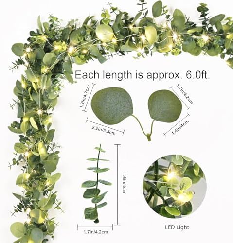 4 Packs 6FT Artificial Eucalyptus Garland Faux Greenery Garland, alternate view 3