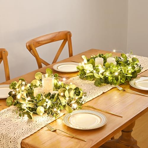 4 Packs 6FT Artificial Eucalyptus Garland Faux Greenery Garland, alternate view 4