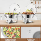 4 Packs 8QT Round Chafing Dish for Buffet Set, Glass Lid, Silver in Silver, alternate view 5