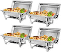 4 Packs Chafing Dish Buffet Set, 8 Quart Stainless Steel Buffet Servers and Warmers for Party Catering, Complete