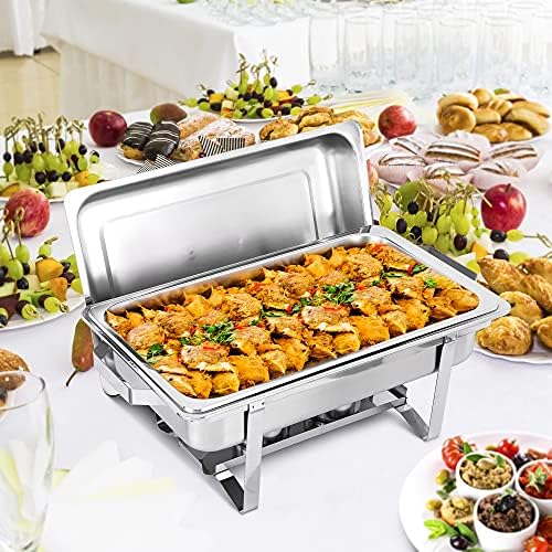 4 Packs Chafing Dish Buffet Set, 8 Quart Stainless Steel Buffet Servers and Warmers for Party Catering, Complete, alternate