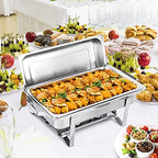 4 Packs Chafing Dish Buffet Set, 8 Quart Stainless Steel Buffet Servers and Warmers for Party Catering, Complete, alternate