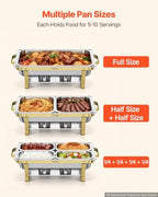 4 Packs Chafing Dishes for Buffet Gold, 9QT Stainless Steel Chafer, alternate view 4