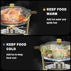4 Packs Gold Chafing Dishes for Buffet,5QT Round Gold Chafers and Buffet Warmers Sets with Water Pan, Food Pan, alternate