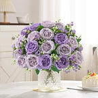 4 Packs Peonies Artificial Flowers, Mixed Purple Silk Artificial Peonies in Mixed Purple, alternate view 2