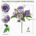 4 Packs Peonies Artificial Flowers, Mixed Purple Silk Artificial Peonies in Mixed Purple, alternate view 4