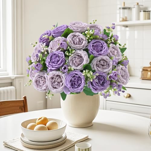 4 Packs Peonies Artificial Flowers, Mixed Purple Silk Artificial Peonies in Mixed Purple, alternate view 7