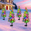 4 Packs Solar Christmas Tree Butterfly Lights Multi-Color Outdoor Christmas Decorations, Xmas Gifts for Women