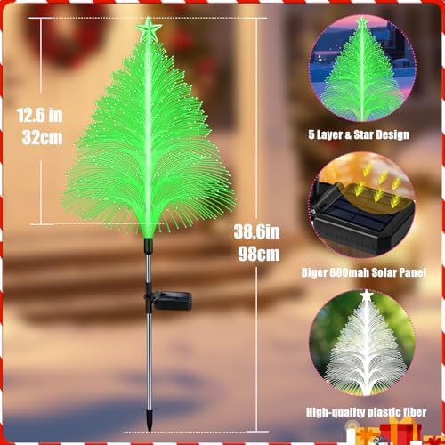 4 Packs Solar Christmas Tree Jellyfish Lights Multi-Color Changing Christmas Decorations Outdoor Xmas Gifts for, alternate