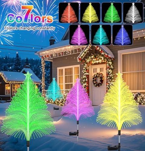 4 Packs Solar Christmas Tree Jellyfish Lights Multi-Color Changing Christmas Decorations Outdoor Xmas Gifts for, alternate