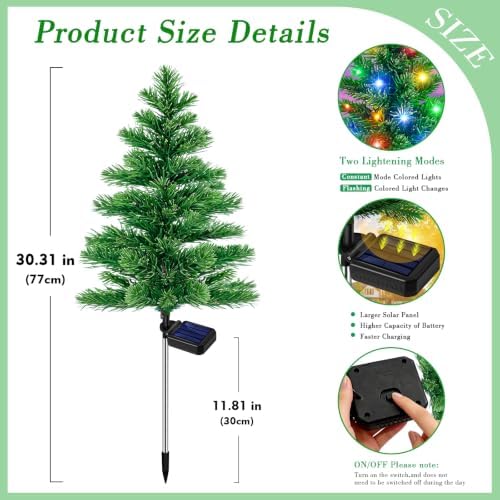 4 Packs Solar Christmas Tree Multi-Color Changing 2 Modes Outdoor Christmas Decorations, Xmas Gifts for Women, alternate view
