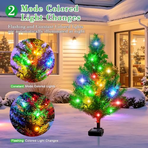 4 Packs Solar Christmas Tree Multi-Color Changing 2 Modes Outdoor Christmas Decorations, Xmas Gifts for Women, alternate view