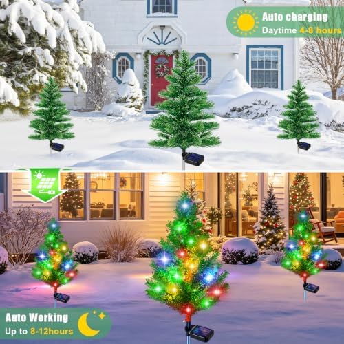4 Packs Solar Christmas Tree Multi-Color Changing 2 Modes Outdoor Christmas Decorations, Xmas Gifts for Women, alternate view
