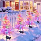 4 Packs Solar Pink Christmas Tree Multi-Color Changing 2 Modes Outdoor Christmas Decorations, Xmas Gifts for, alternate view