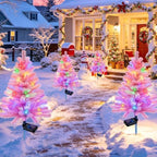 4 Packs Solar Pink Christmas Tree Multi-Color Changing 2 Modes Outdoor Christmas Decorations, Xmas Gifts for, alternate view