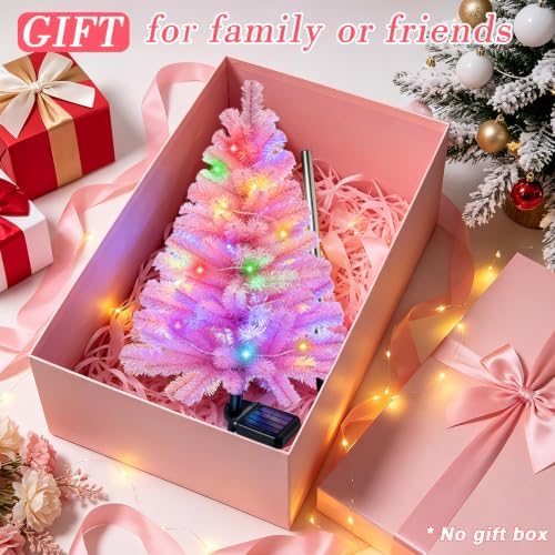 4 Packs Solar Pink Christmas Tree Multi-Color Changing 2 Modes Outdoor Christmas Decorations, Xmas Gifts for, alternate view