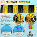 4 Packs Total 39 Feet Graduation Parade Floats for Trailer Car, Black Gold Foil Fringe Garland Tinsel Streamers, alternate