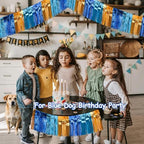 4 Packs Total 39 Ft Parade Floats for Trailer Car, Orange Blue Foil Fringe Garland Tinsel Blue Dog Themed, alternate view 3