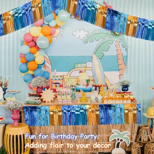 4 Packs Total 39 Ft Parade Floats for Trailer Car, Orange Blue Foil Fringe Garland Tinsel Blue Dog Themed, alternate view 4