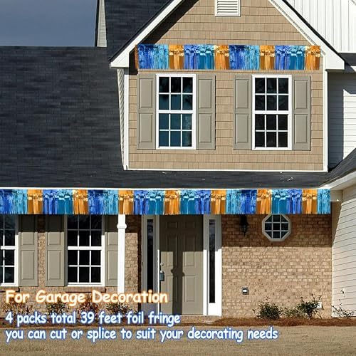 4 Packs Total 39 Ft Parade Floats for Trailer Car, Orange Blue Foil Fringe Garland Tinsel Blue Dog Themed, alternate view 7