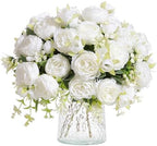 4 Packs White Peonies Artificial Flowers Faux Peony Bouquet Fake White Flowers for Vase Silk Floral Arrangements