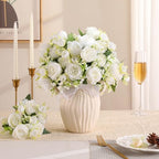 4 Packs White Peonies Artificial Flowers Faux Peony Bouquet Fake White Flowers for Vase Silk Floral Arrangements, alternate