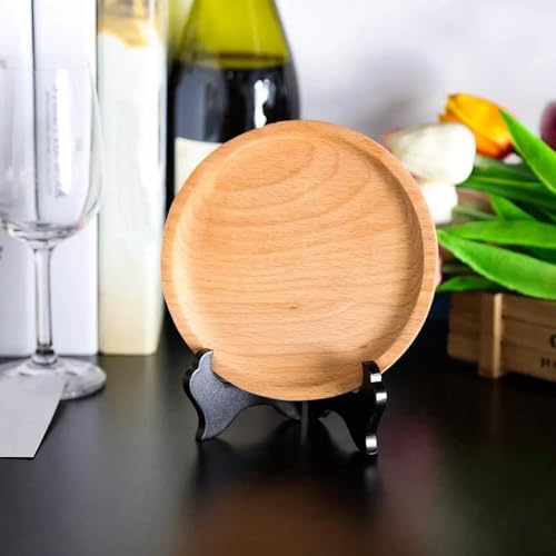 4 Packs Wooden Display Stand Plate Holder Easels, black, 4 Inch in 7 Inch in Black, alternate view 5