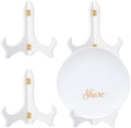 4 Packs Wooden Display Stand Plate Holder Easels, White,7 Inch in White