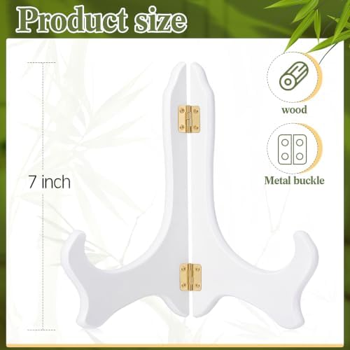 4 Packs Wooden Display Stand Plate Holder Easels, White,7 Inch in White, alternate view 2