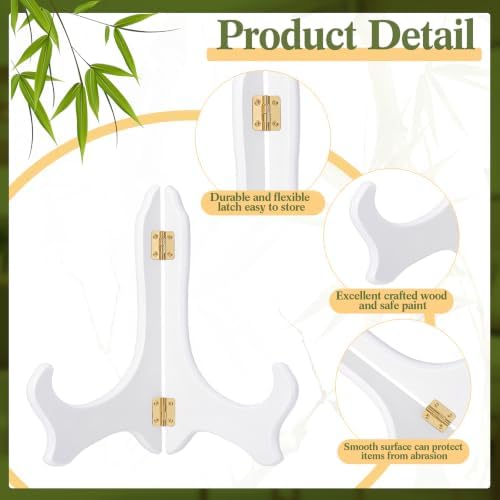 4 Packs Wooden Display Stand Plate Holder Easels, White,7 Inch in White, alternate view 3