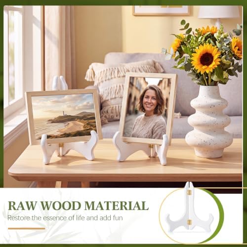 4 Packs Wooden Display Stand Plate Holder Easels, White,7 Inch in White, alternate view 5