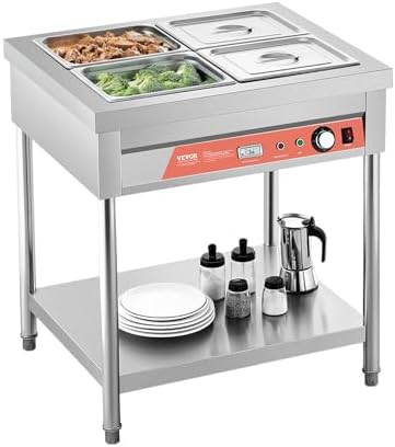4-Pan Commercial Food Warmer, 4 x 1/2 Pans Electric Steam Table, 1500W Professional Buffet Catering Food Warmer