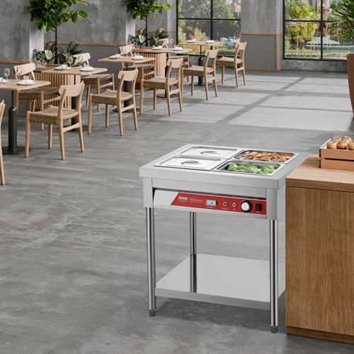 4-Pan Commercial Food Warmer, 4 x 1/2 Pans Electric Steam Table, 1500W Professional Buffet Catering Food Warmer, alternate