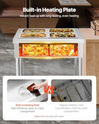 4-Pan Commercial Food Warmer, 4 x 1/2 Pans Electric Steam Table, 1500W Professional Buffet Catering Food Warmer, alternate