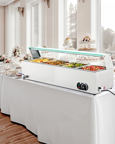 4-Pan Commercial Food Warmer, 40QT Steam Table Buffet Server and Warmer, 1200W Electric Warming Tray, Stainless, alternate