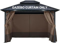 4-Panel 10' x 12' Gazebo Replacement Curtains, Patio Privacy Sidewalls with Double Zipper, Replacement for