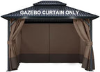 4-Panel 10' x 12' Gazebo Replacement Curtains, Patio Privacy Sidewalls with Double Zipper, Replacement for