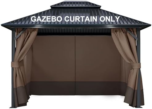 4-Panel 10' x 12' Gazebo Replacement Curtains, Patio Privacy Sidewalls with Double Zipper, Replacement for
